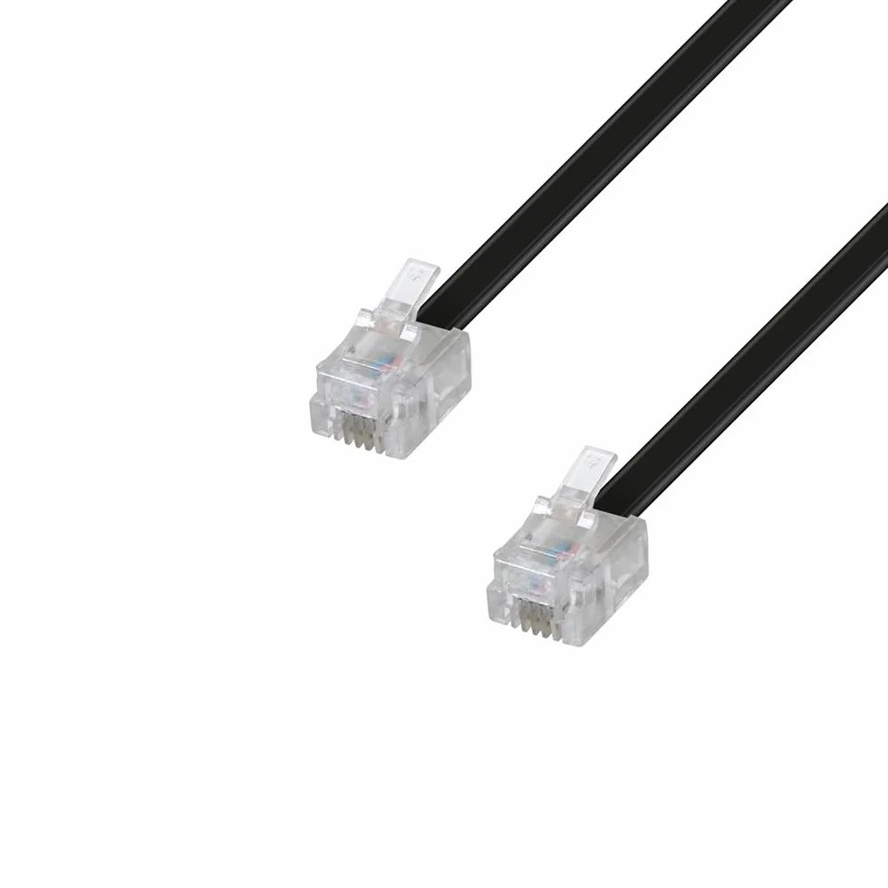 Waytex 39002 kabel telefoniczny RJ11 męski/męski 2 m czarny