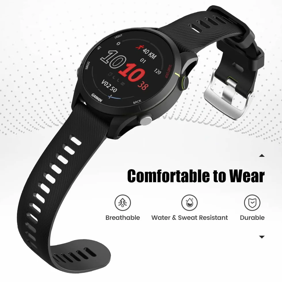 Silikonowa bransoletka kompatybilna z Garmin Forerunner 255 / Vivoactive 4 / Venu 2, zapasowy pasek do Gear S3/Huawei Watch GT, dla kobiet i mężczyzn