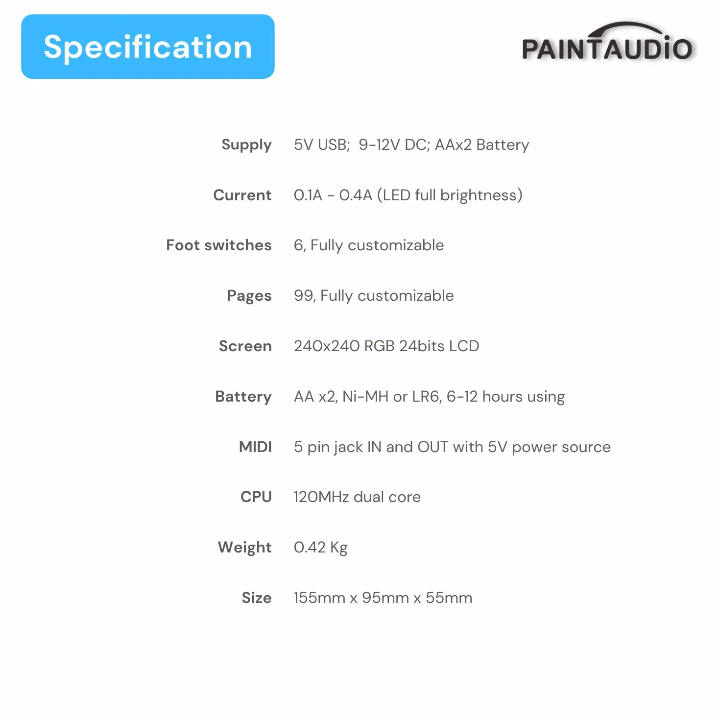 PAINTAUDIO MIDI Captain NANO 4/MINI 6 kontroler nożny wielofunkcyjny, syntezator, klawiatura USB-MIDI, oprogramowanie muzyczne, obsługa Bias, obsługa wszystkich PC/CC/Note commander (MIDI Captain MINI