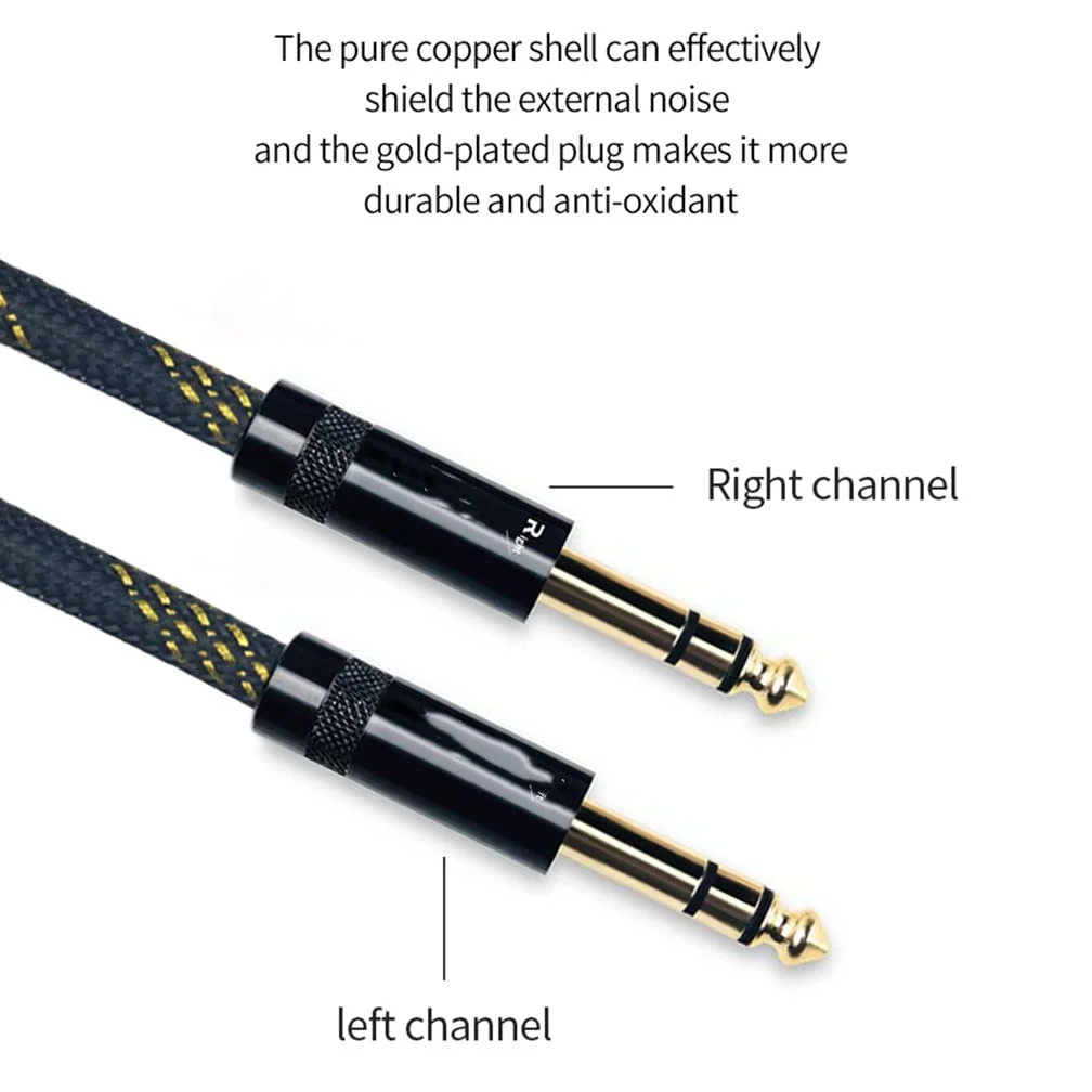 Kabel Audio, kabel instrumentalny, kabel Audio 6.5mm Jack do Jack4N OFC do mikrofonu wzmacniacz gitarowy odtwarzacz CD głośnik (kolor: jak pokazano, rozmiar: jeden rozmiar)
