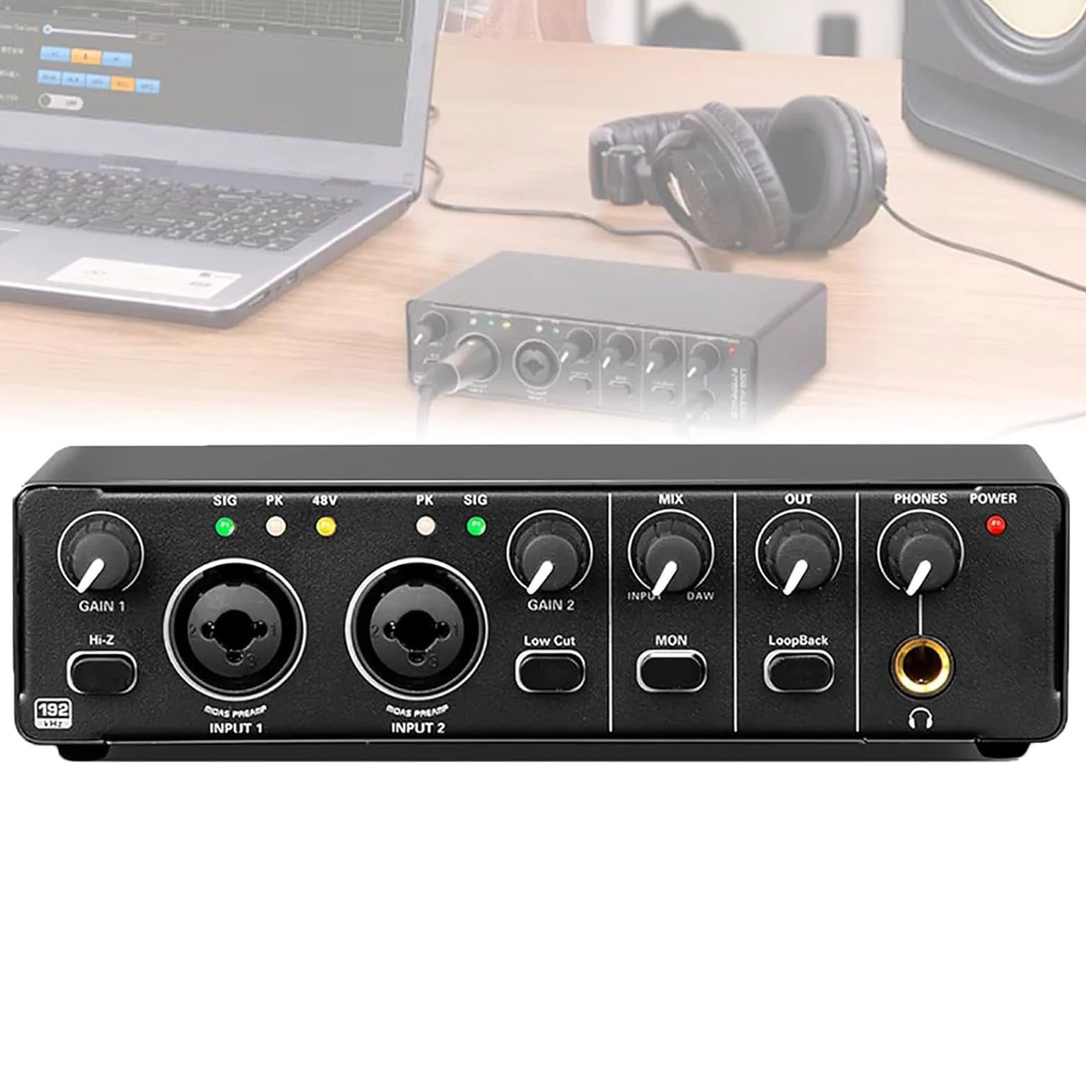 Interfejs audio USB, mikser 24-bitowy/192 kHz z przedwzmacniaczem mikrofonowym do transmisji strumieniowej na żywo, nagrywania i produkcji audiobooków