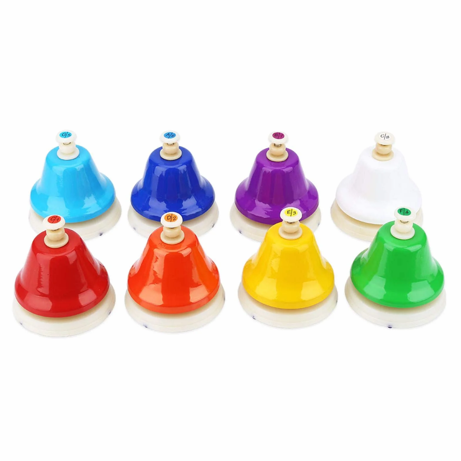 Handbells 8-Note Diatoniczny Kolorowy Zestaw Dzwonków Ręcznych Instrument Muzyczny Coloful Instrument Perkusyjny dla Aktywności Rodzinnej Szkoła ślubna