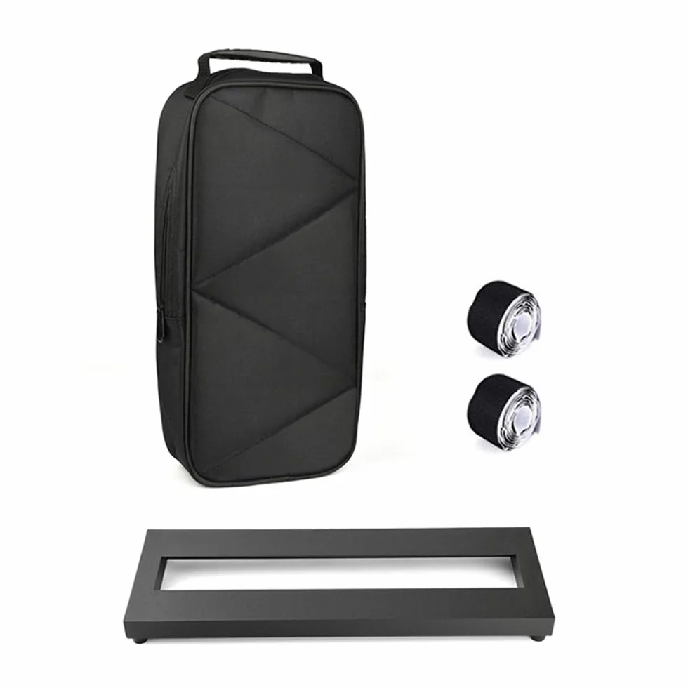 Mały rozmiar pedalboard efektów gitarowych, stop aluminium, 38 x 12 cm, z torbą do przenoszenia, pedalboard