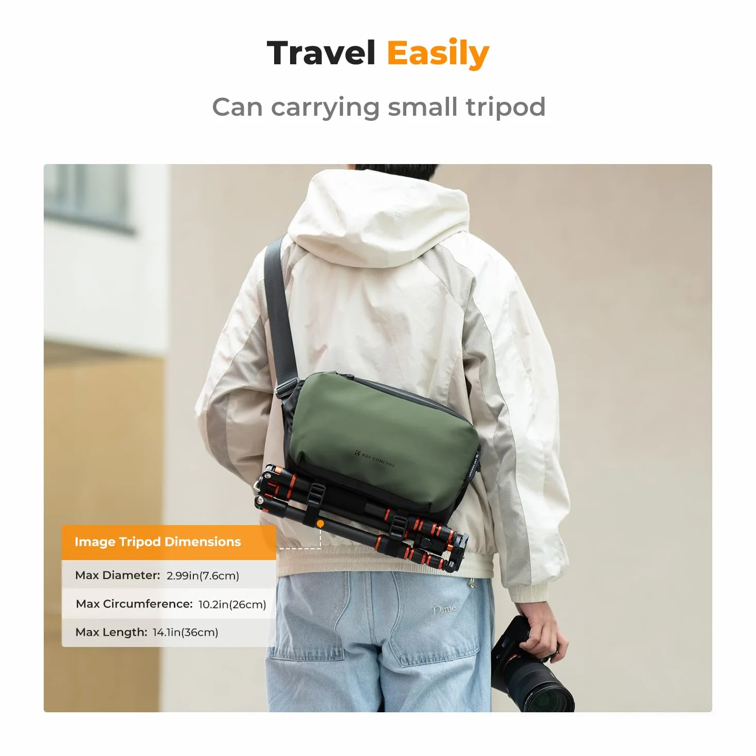 K&F Concept Torba na ramię 2 w 1, 10 l, codzienna torba na ramię i wielofunkcyjna fotografia, aparat crossbody, DSLR, plecak, przenośna torba
