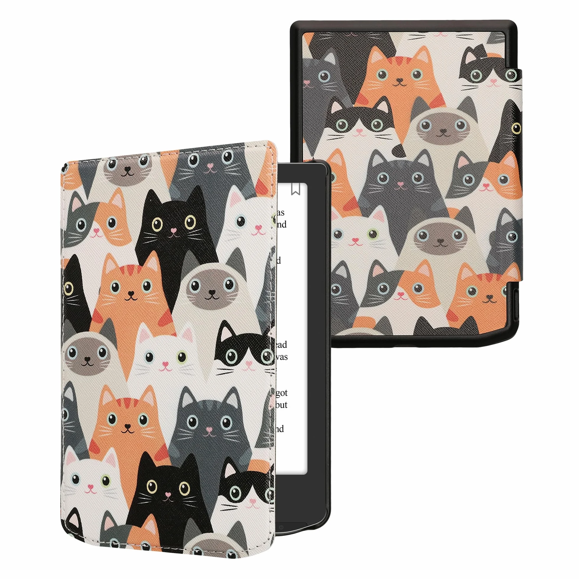 kwmobile Etui kompatybilne z Pocketbook Verse/Verse Pro/Verse Color/Vivlio Light/Light HD Etui - Skórzane etui z klapką i magnetycznym zamknięciem - Kocięta