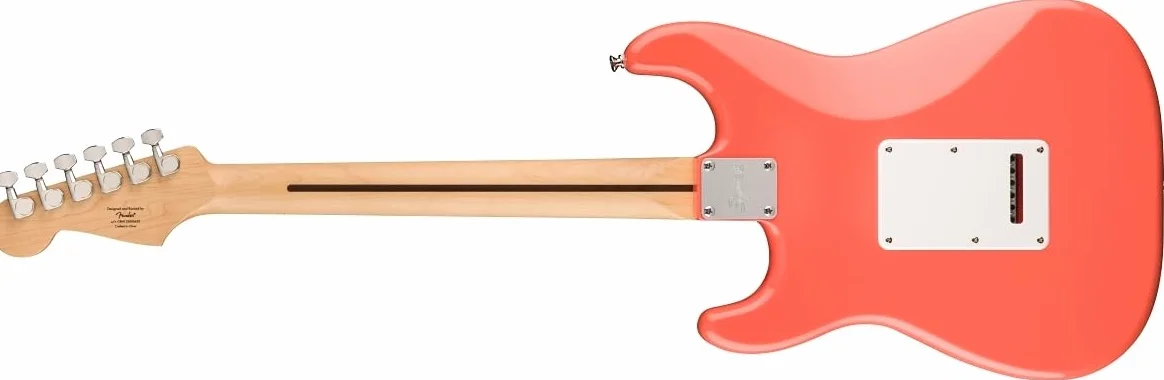 Squier by Fender Limited Edition Sonic® Stratocaster® gitara elektryczna, podstrunnica klonowa, biała maskownica, Tahitian Coral