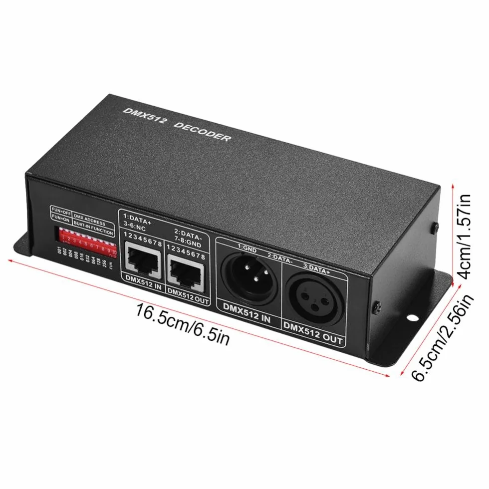 Sterownik DMX 3-kanałowy LED 5 V ~ 24 V DC cyfrowy wyświetlacz dekoder sterownik ściemniania DMX 512 4A 3-kanałowy moduł dekodera Sterownik do lamp scenicznych LED RGB
