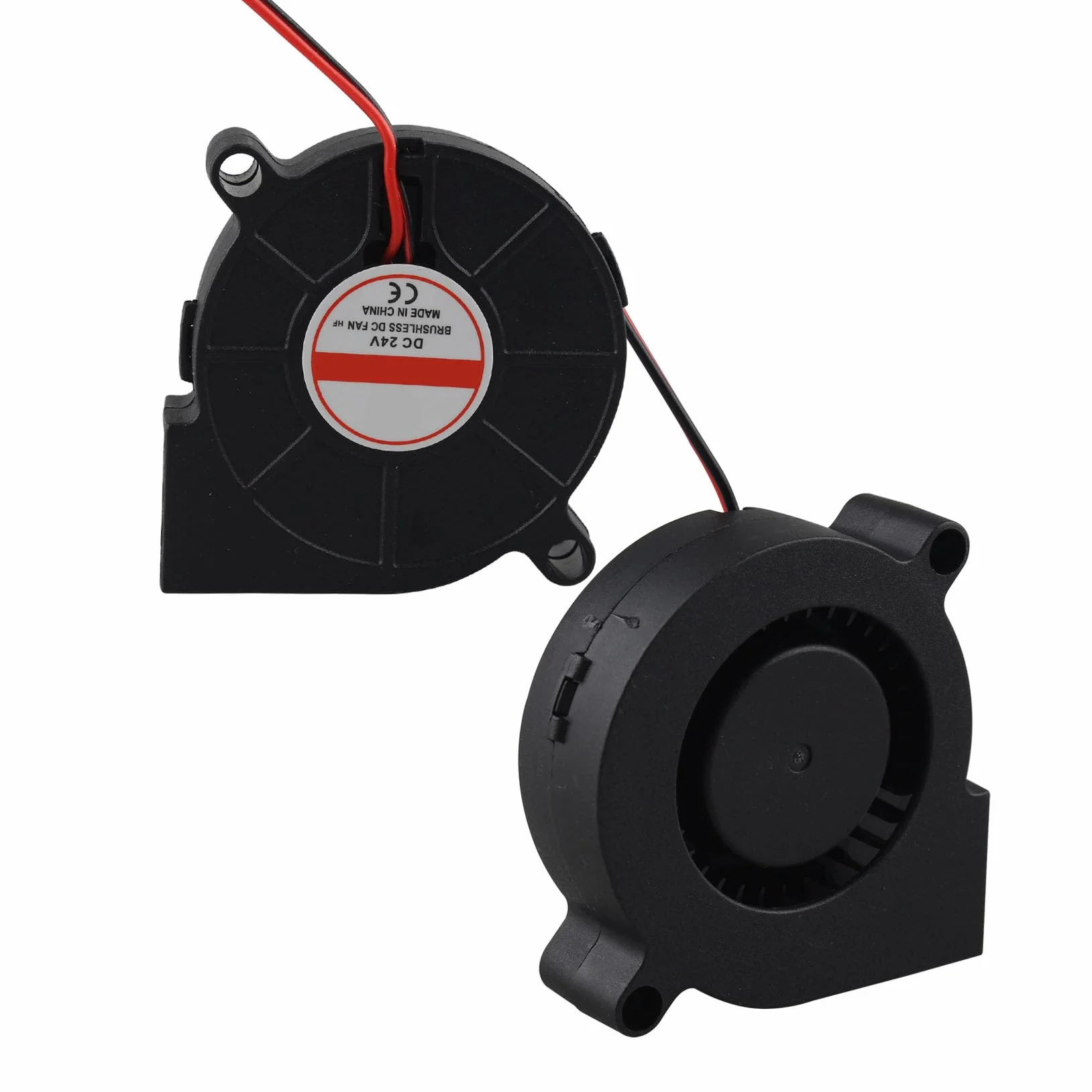 Jopto 4 x wentylator chłodzący do drukarki 3D, 50 x 50 x 15 mm, 5015 DC bezszczotkowy 24 V, 2-pinowy mini wentylator chłodzący z 2-pinowym terminalem do wytłaczarki drukarki 3D