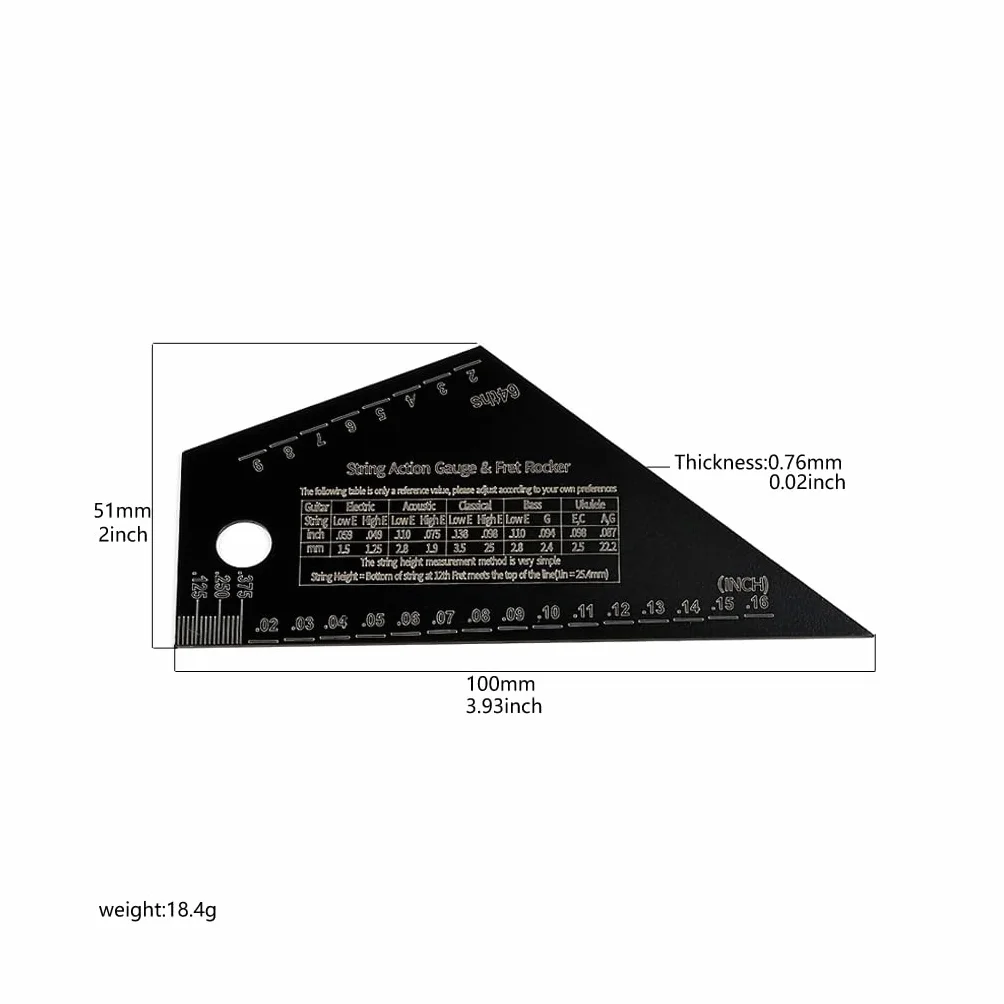 Alnicov Guitar String Action Gauge String Height Ruler Fret Rocker Leveling Guide Narzędzia lutnicze do gitary basowej