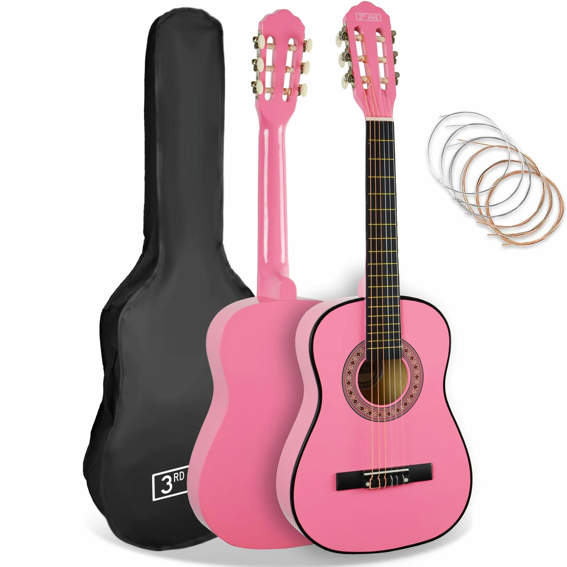 Gitara klasyczna Hiszpańska 1/2 dla początkujących struny nylonowe różowa futerał