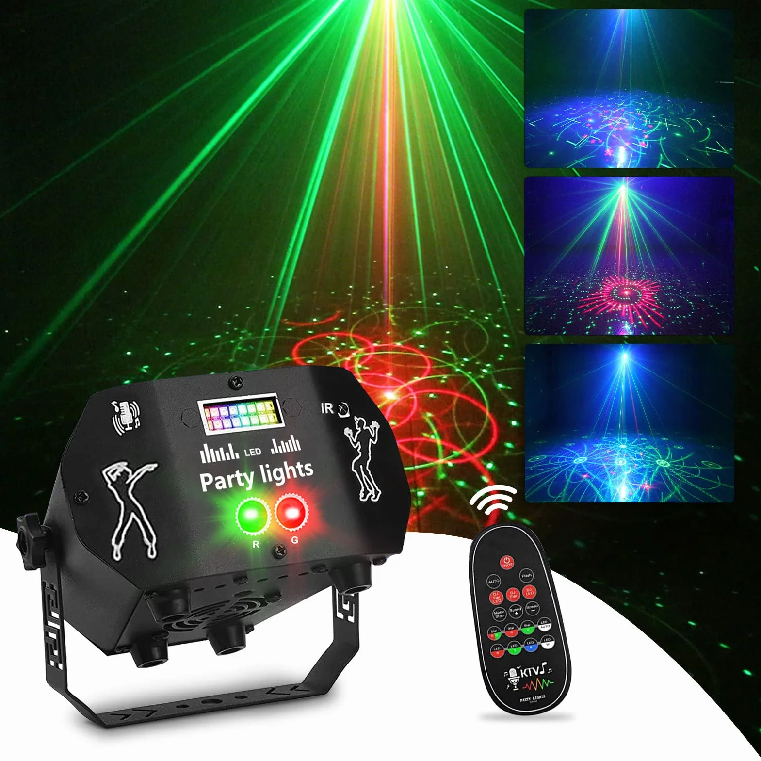 Nauotk DJ Disco Party Light, 60 trybów RGB, aktywowane dźwiękiem dyskotekowe światła stroboskopowe, sterowane muzyką światło dyskotekowe i stroboskopowe, efekty sceniczne na Halloween, imprezę, Boże
