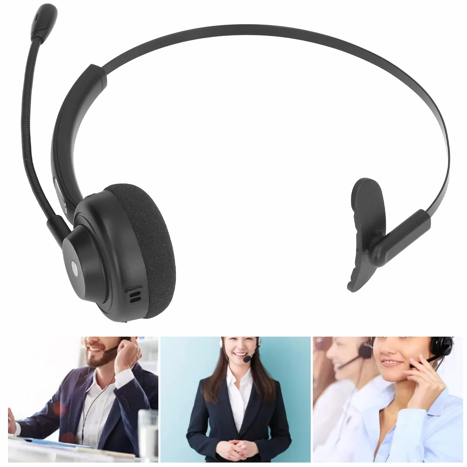 Zestaw Słuchawkowy Call Center, Bezprzewodowy Zestaw Słuchawkowy Bluetooth 5.1, Mikrofon z Redukcją Szumów na Jedno Ucho do Call Center, Klasa Online