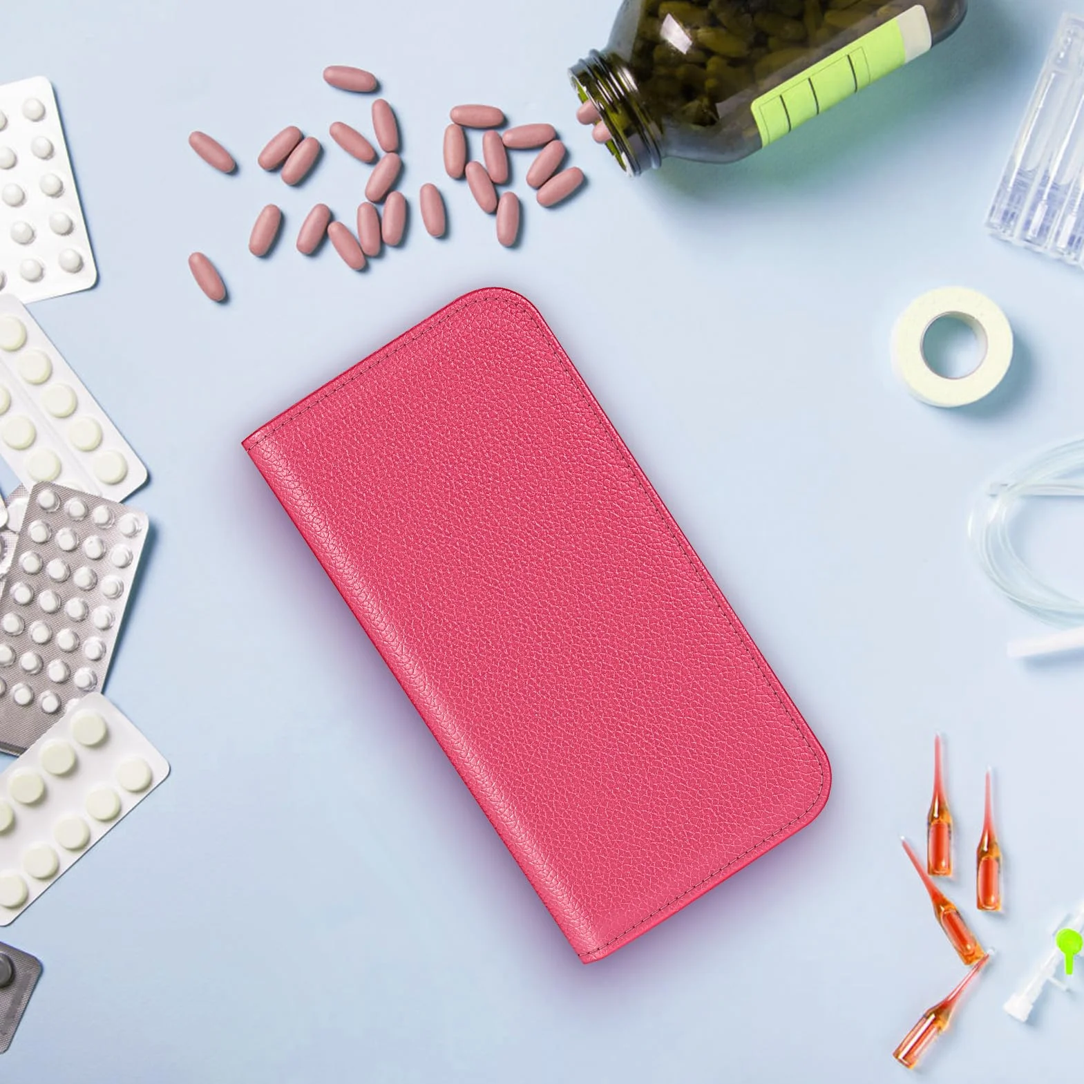 MEDMAX Etui na Omnipod 5, lekka sztuczna skóra, pokrowiec ochronny z wycięciem na Dexcom G7, torba do przechowywania dla cukrzyków do urządzenia Omnipod 5, magenta, Praktyczny i praktyczny