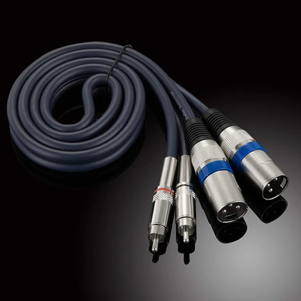 2 × XLR męski kabel do 2 × kabel RCA, adapter XLR, złącze kabla audio XLR wzmacniacz zasilania (2 m)