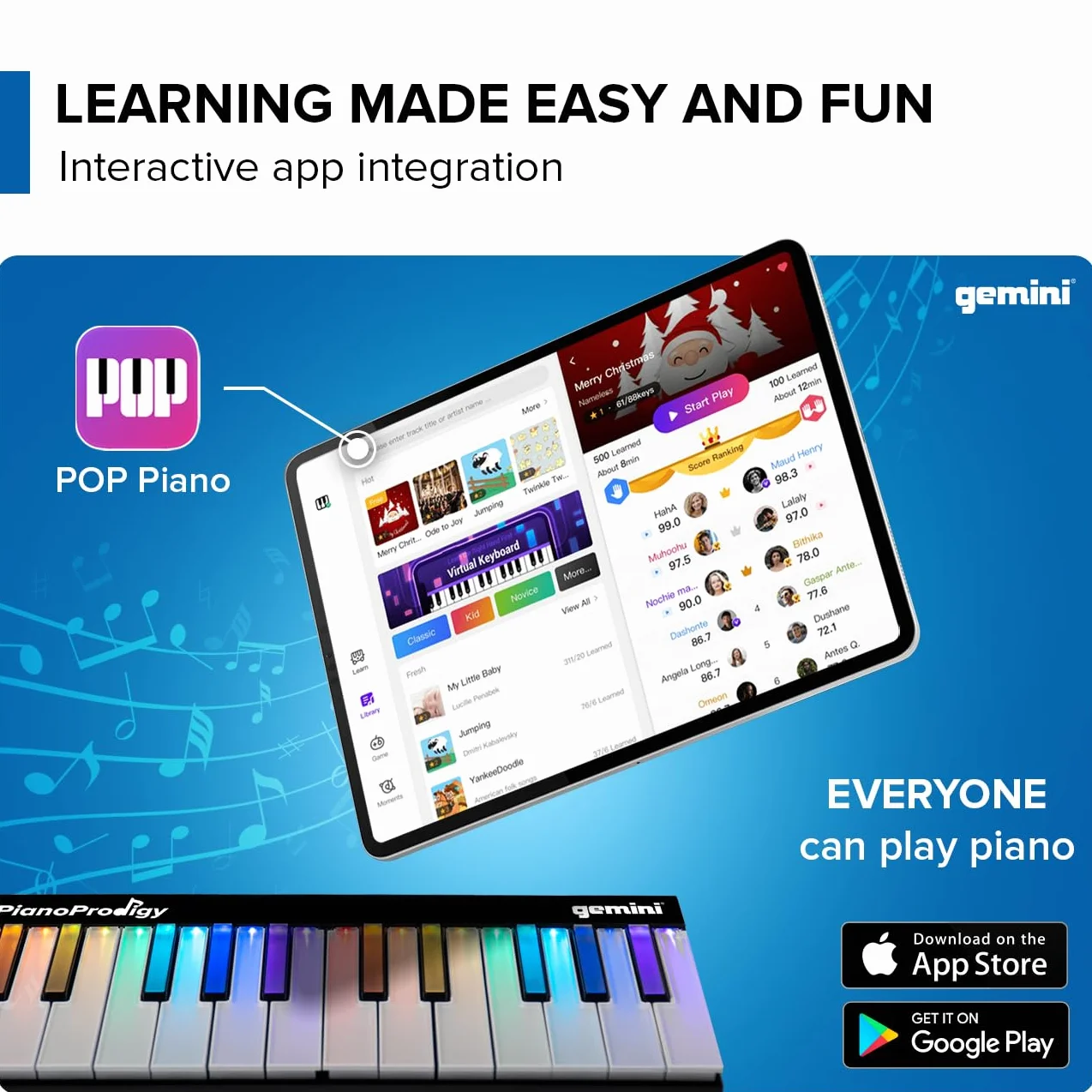 Gemini Sound PianoProdigy GPP-101 24-klawiszowa podświetlana bezprzewodowa klawiatura MIDI