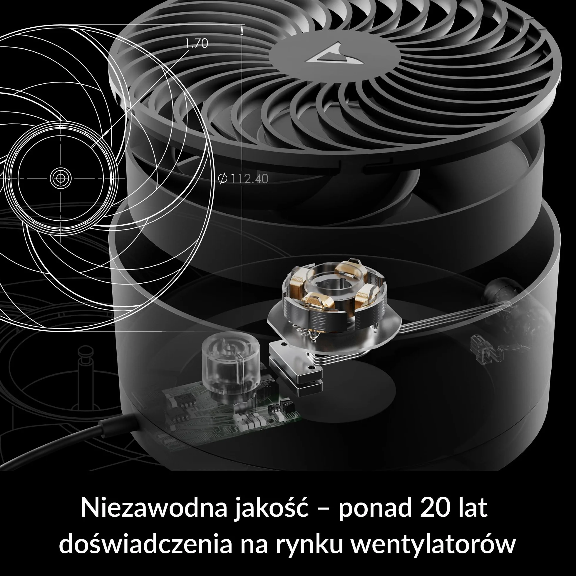 ARCTIC Summair - Składany wentylator biurkowy USB, złącze USB-A, kabel połączeniowy 120 mm, płynna regulacja 600-2800 RPM - Czarny