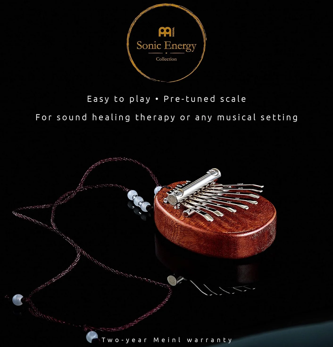 Kalimba Sonic Energy Lite Drewno – 8 Dźwięków w Tonacji C-dur – do Medytacji, Sekcji Perkusyjnej i Jogi – Sapele – w Zestawie Ozdobny Sznurek (KL8MINI)