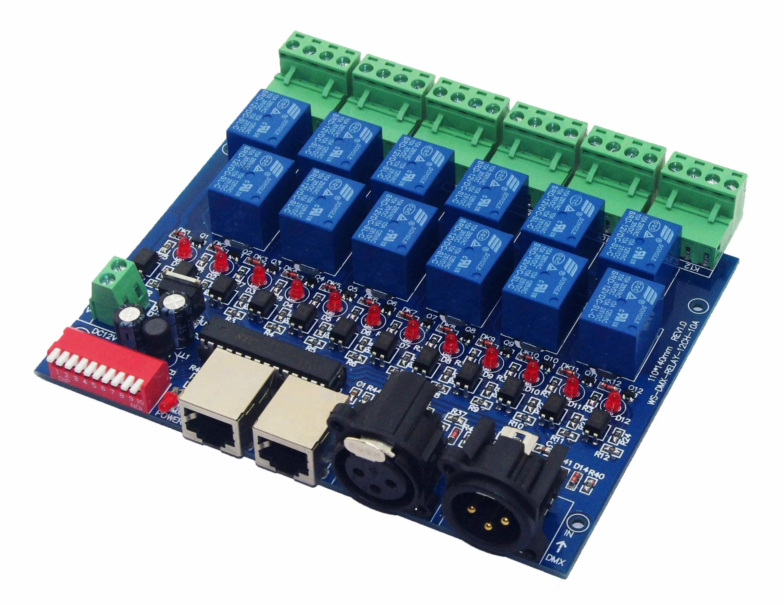 DMX512 10A 12-kanałowy ściemniacz sterowanie przekaźnikiem
