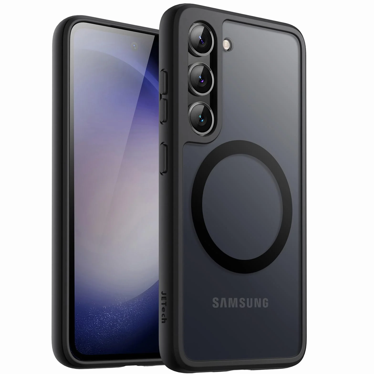 JETech Etui Magnetyczne dla Samsung Galaxy S23 5G 6,1 Cala, Kompatybilne z MagSafe, Półprzezroczysty Matowe Tyłu Odporny na Wstrząsy Osłona Telefonu (Czarny)