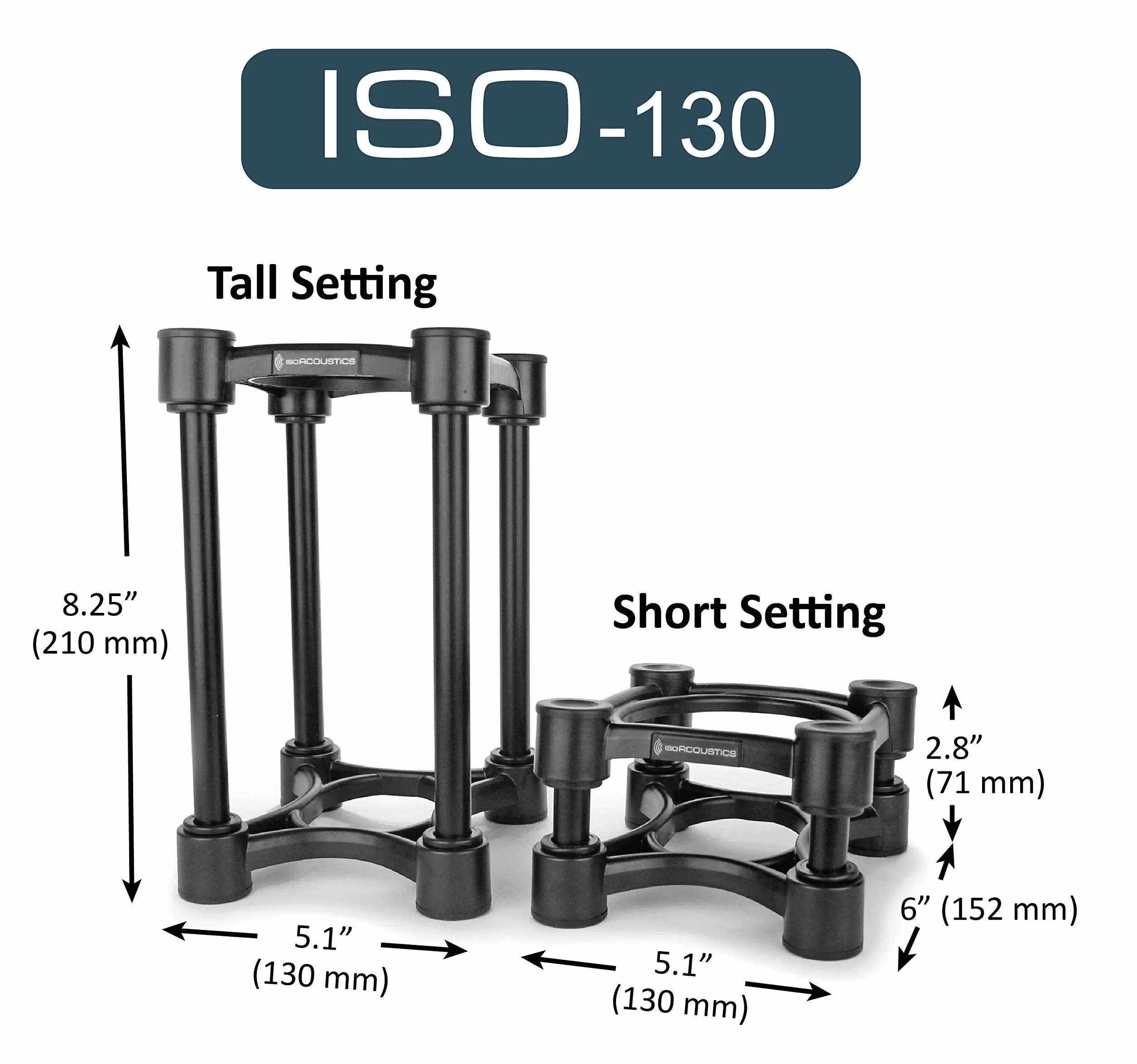 IsoAcoustics Iso-130 Stojaki izolacyjne do głośników z regulacją wysokości i nachylenia 13 x 15 cm para