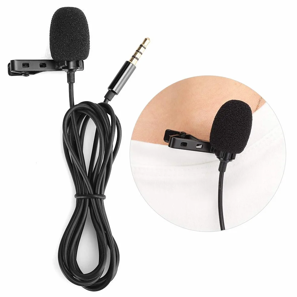 Mikrofon do klapy, Kondensator dookólny 1,5 m mikrofon klapy ze złączem 3,5 mm średnicy, mini mikrofon nagrywania konferencji, podcast, nagrywanie entrevi
