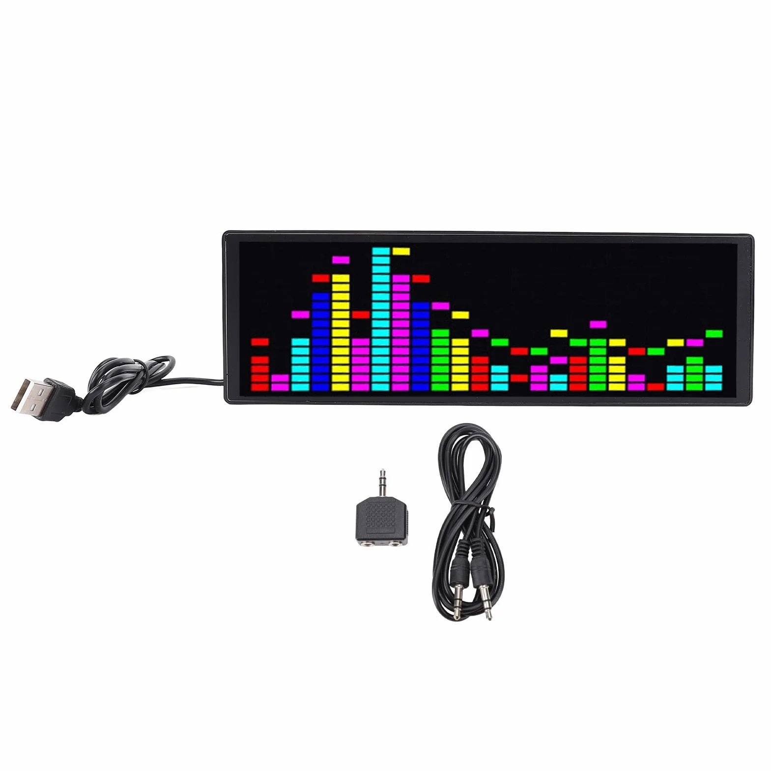 Cuifati RGB Music Spectrum Wyświetlacz, 84 Efekty, Konstrukcja ABS, Zasilana USB, 2 Style Czasowe, 3 Alarmy