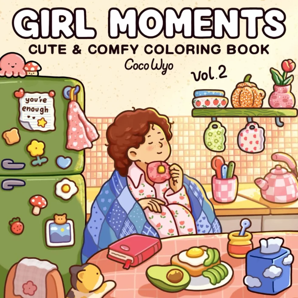 Girl Moments: Vol. 2 Coloring Book for Adults and Teens Featuring Cute Cozy Daily Activities for Relaxation