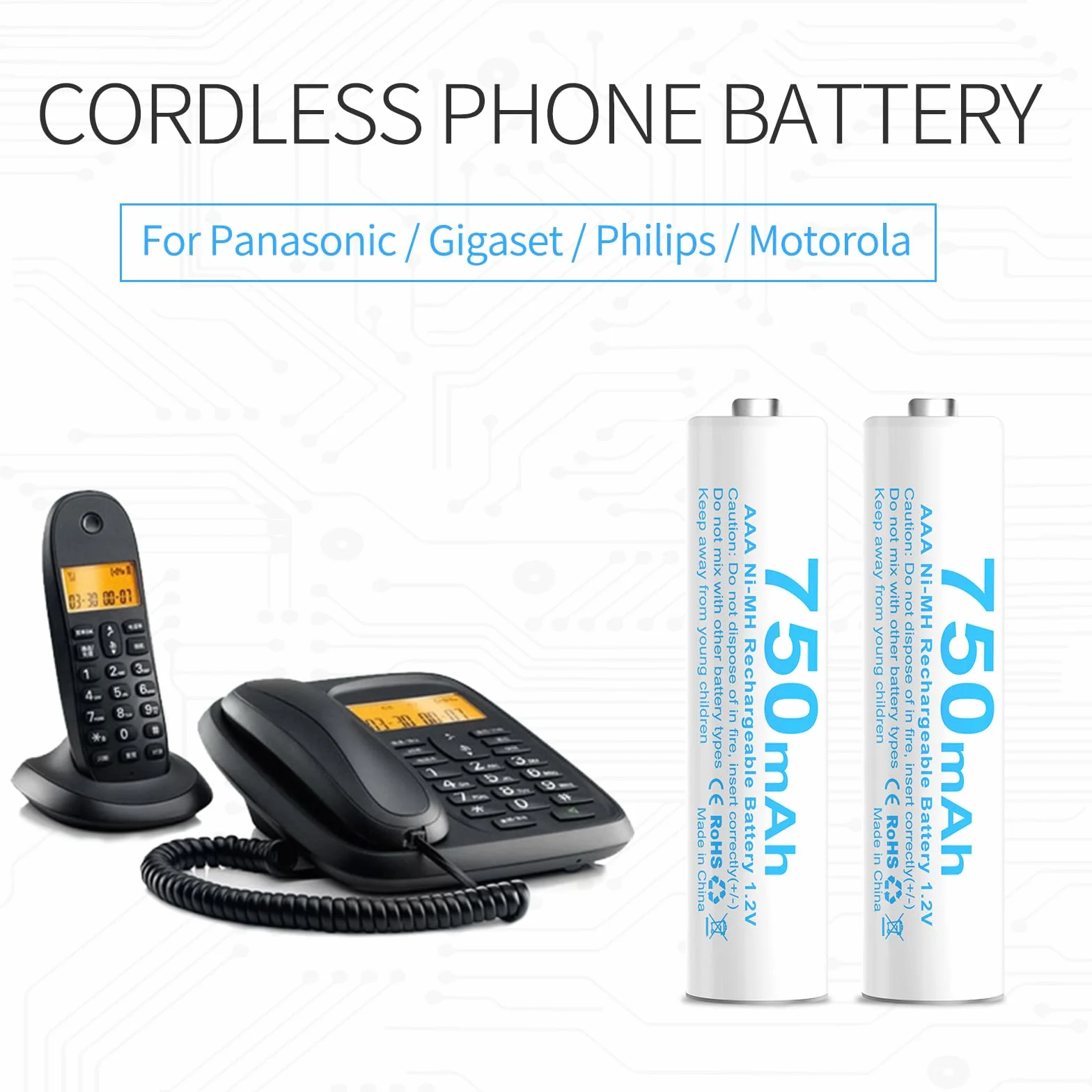 Wymienna bateria AAA HR03 kompatybilna z telefonami bezprzewodowymi Gigaset 750 Mah (4)