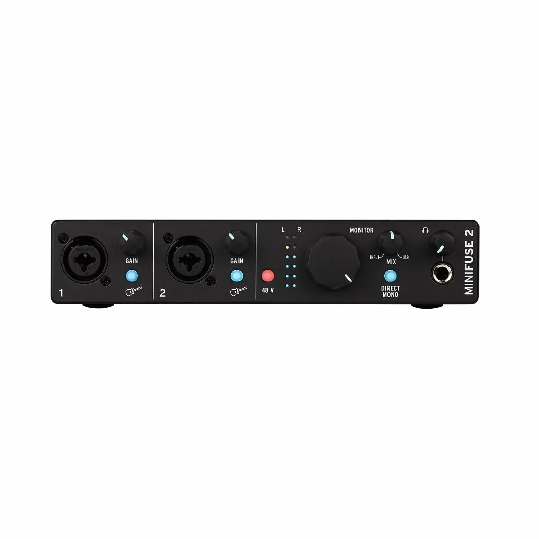 Arturia - MiniFuse 2 - Kompaktowy interfejs audio USB Studio jakości do produkcji, podcastingu, gitary, dostarczany z zestawem kreatywnego oprogramowania - czarny