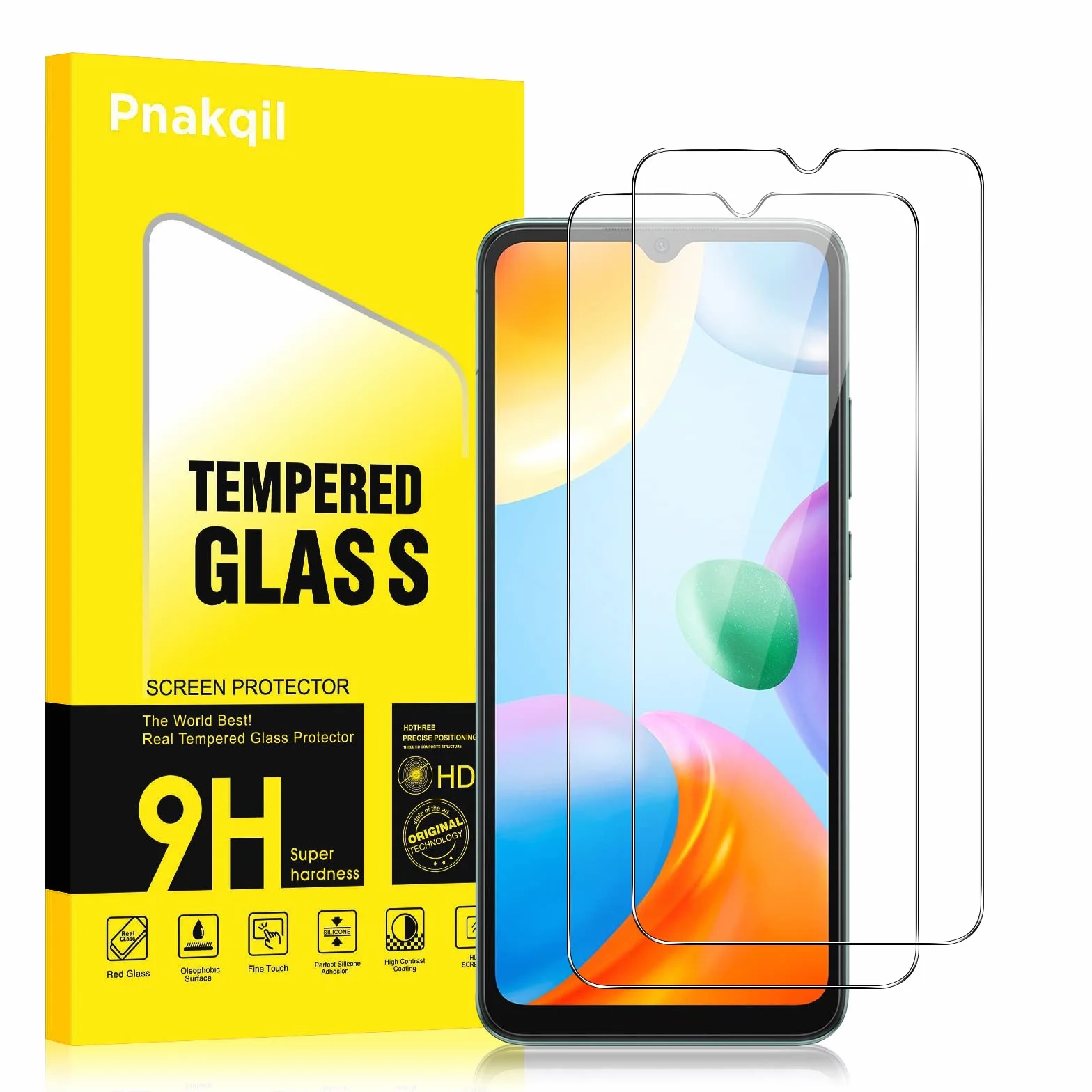 Pnakqil Szkło hartowane do Xiaomi Redmi 10C / Xiaomi Poco C40 [2 sztuki], folia ochronna ekranu HD, twardość 9H, ultra przezroczysta, odporna na zarysowania, bez pęcherzyków, szybka do ekranu Xiaomi