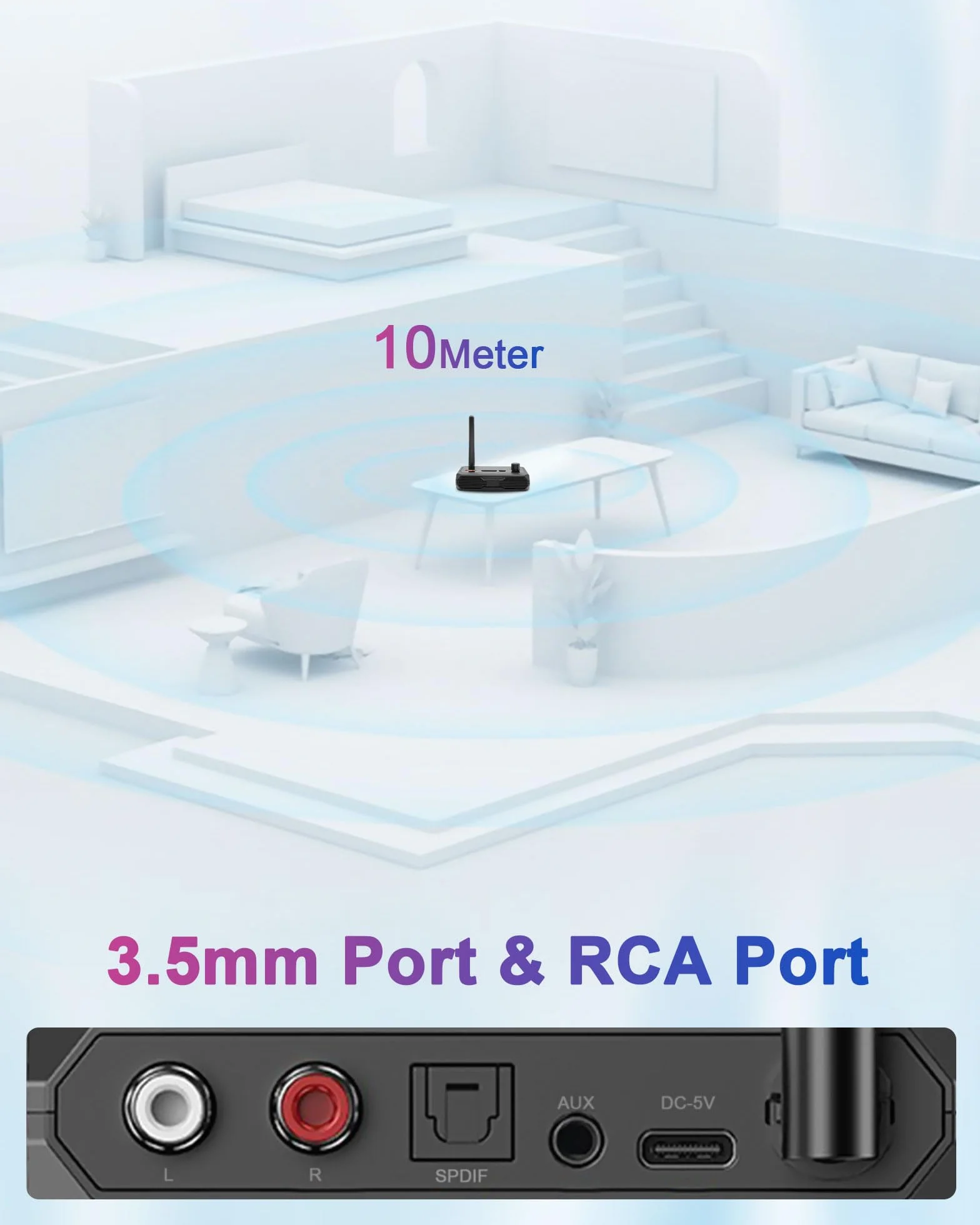Odbiornik Bluetooth 5.3, bezprzewodowy odbiornik audio, obsługuje optyczne gniazdo RCA AUX 3,5 mm do stereo, głośników MP3 Play i wzmacniacza