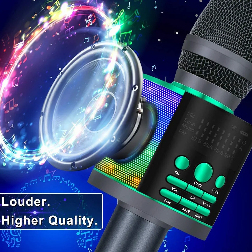 BONAOK Magic mikrofon karaoke, ulepszone bezprzewodowe nagrywanie mikrofonu Bluetooth, mikrofon dziecięcy ze zmieniaczem głosu, mikrofon FM-Bluetooth, kompatybilny z urządzeniami Bluetooth, zielony