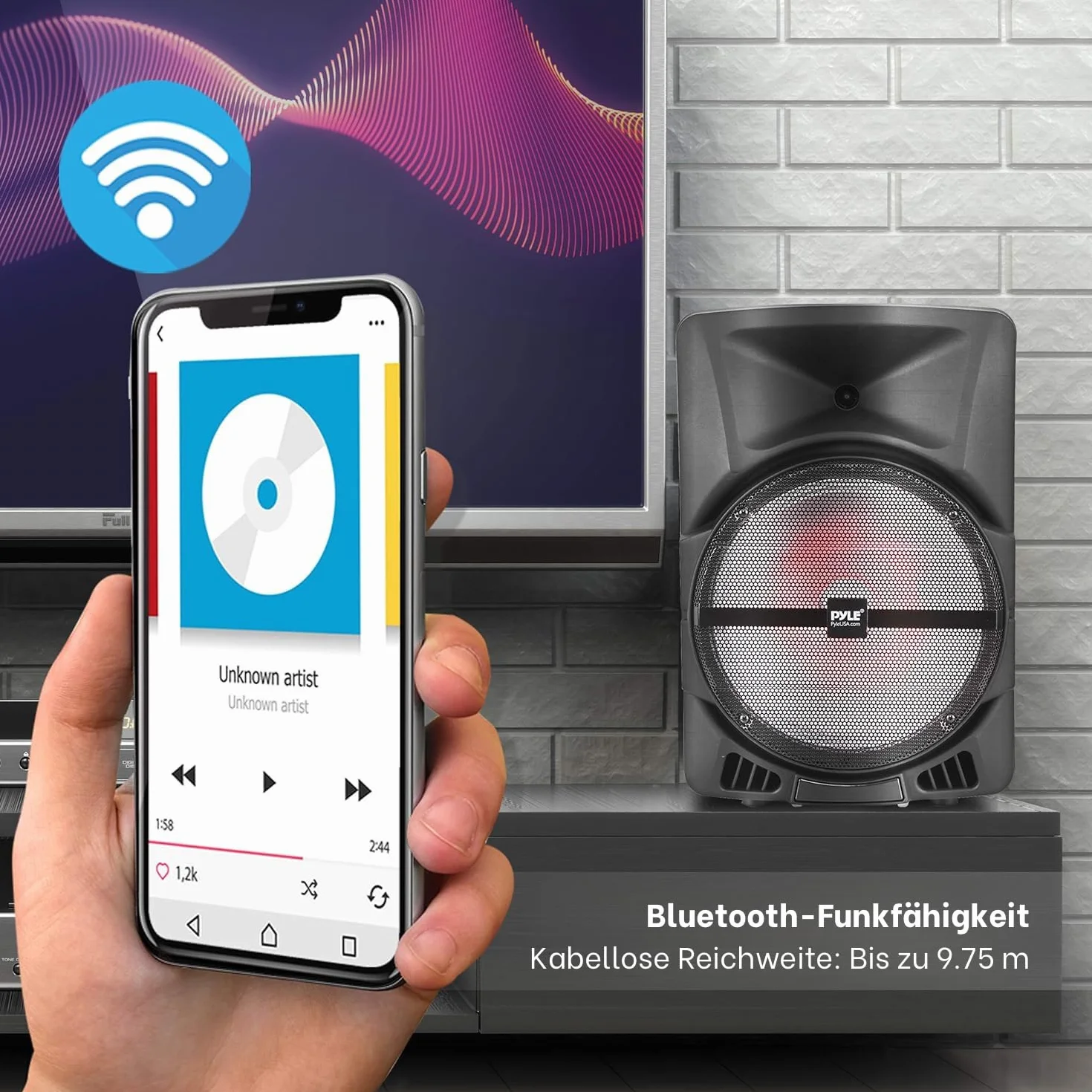 Bezprzewodowy system głośników PA 1200 W Bluetooth głośnik stereo USB MP3 AUX radio FM PPHP1544B