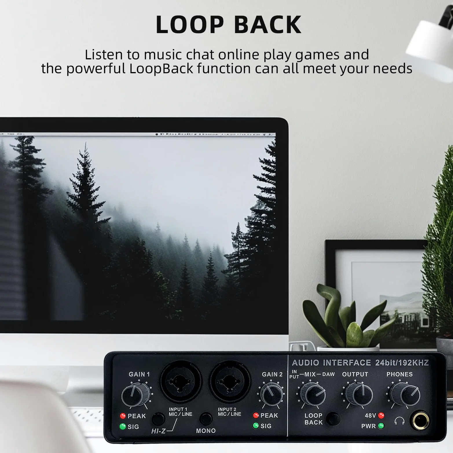 Interfejs audio USB do nagrywania profesjonalnej karty dźwiękowej z 48V Phantom Power Loop Back USB Zewnętrzna karta dźwiękowa wtyczka i odtwarzaj monitorowanie 0-letni dla