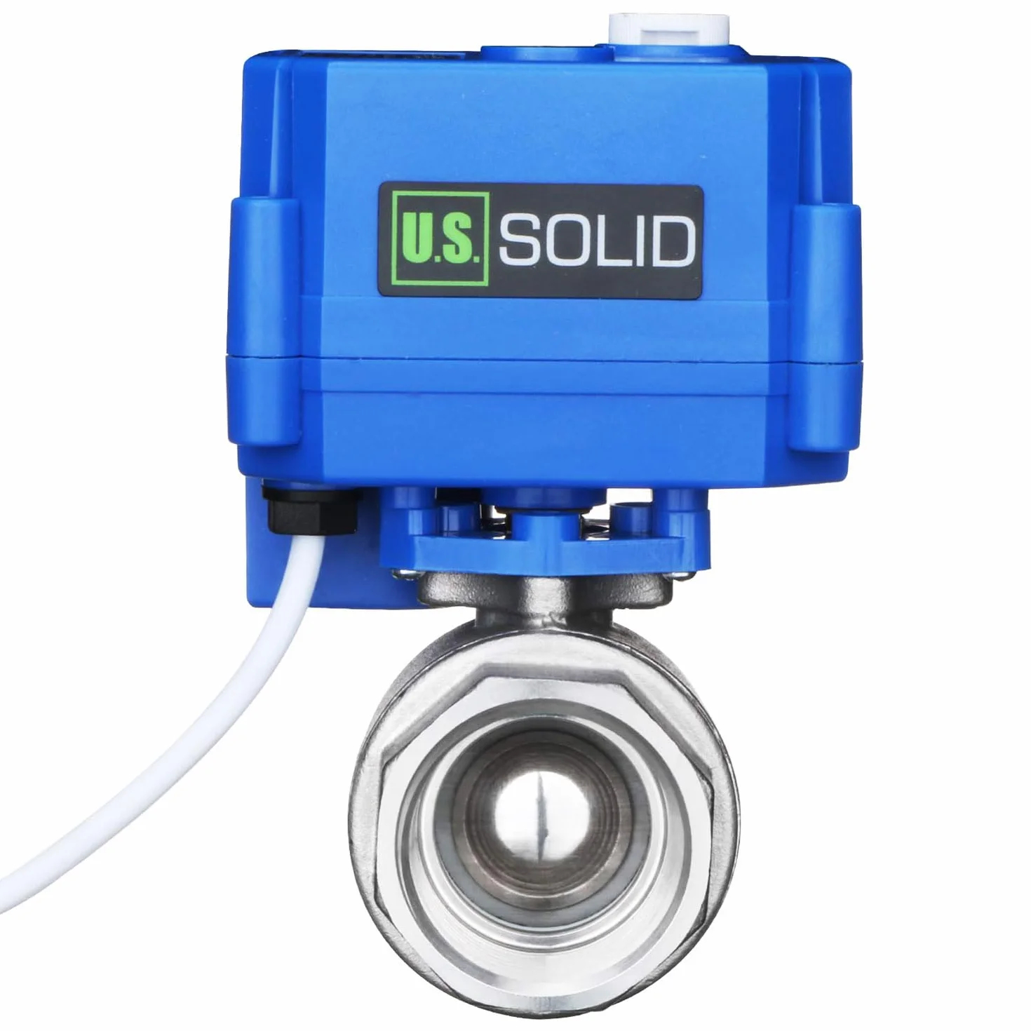 U.S. Solid Zmotoryzowany zawór kulowy – elektryczny zawór kulowy G 2,5 cm ze stali nierdzewnej z funkcją ręczną, pełny port, 9-24 V AC/DC i 3-przewodowa konfiguracja przerwy dodatniej