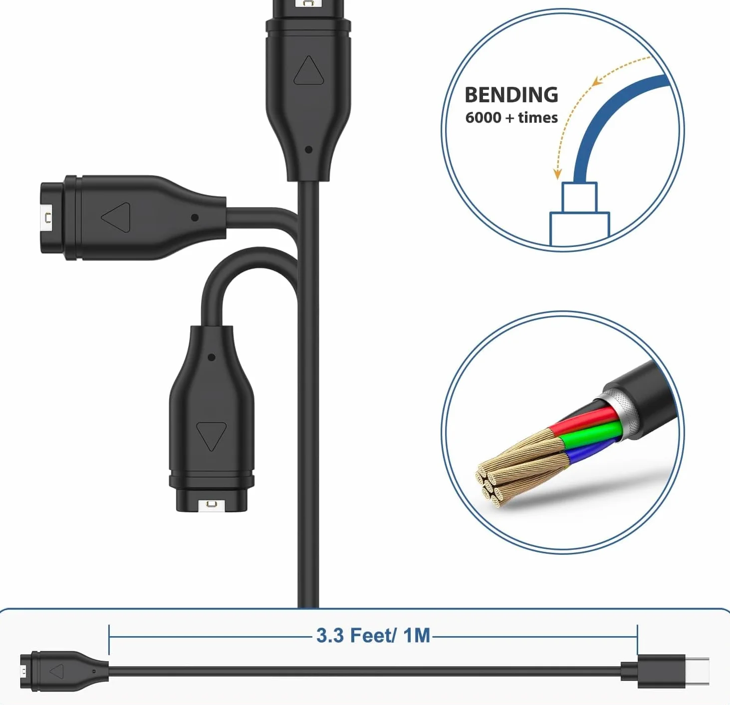 Tobfit Ładowarka do zegarka Garmin Instinct/Instinct Solar, USB C Garmin, kabel do ładowania do zegarka Garmin Instinct Solar Tactical/Instinct Solar Surf Edition/Tactix Charlie/Tactix Delta