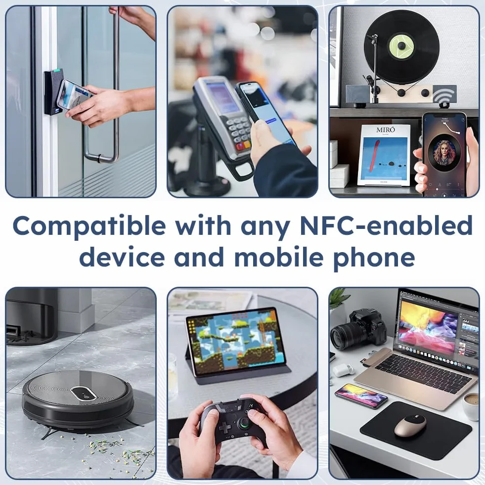 AXFEE 60 szt. znaczników NFC NTAG216, białe okrągłe naklejki NFC, średnica 25 mm, programowalne znaczniki NFC, pamięć RFID 888 bajtów, kompatybilna ze wszystkimi telefonami i urządzeniami