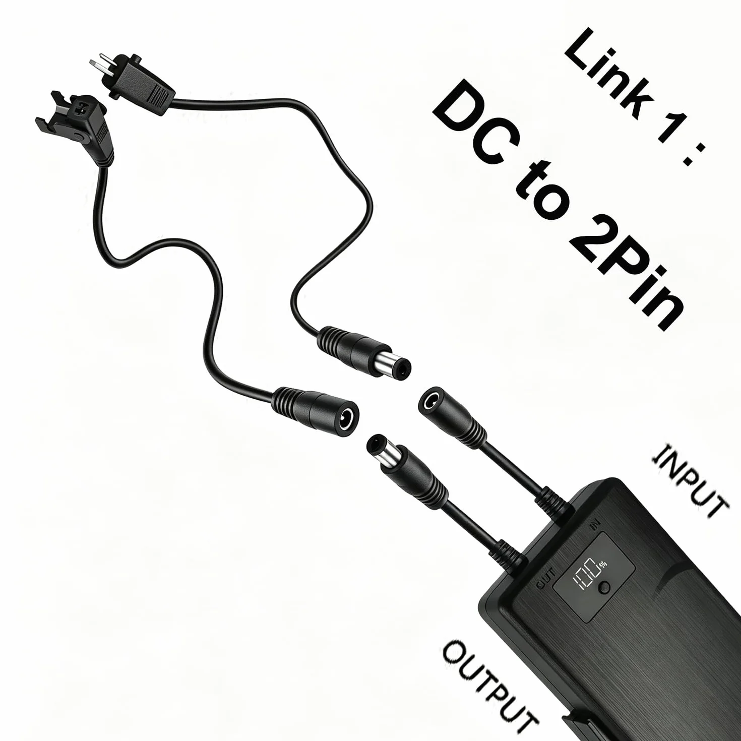 BaiDian DC Flat-Round kabel do elektrycznej leżanki, Linia konwersji Kabel - przedłużacz DC Złącze męskie-żeńskie 2,1 mm x 5,5 mm,Kabel zasilacza do elektrycznego krzesła pochyłego 29 V 2A