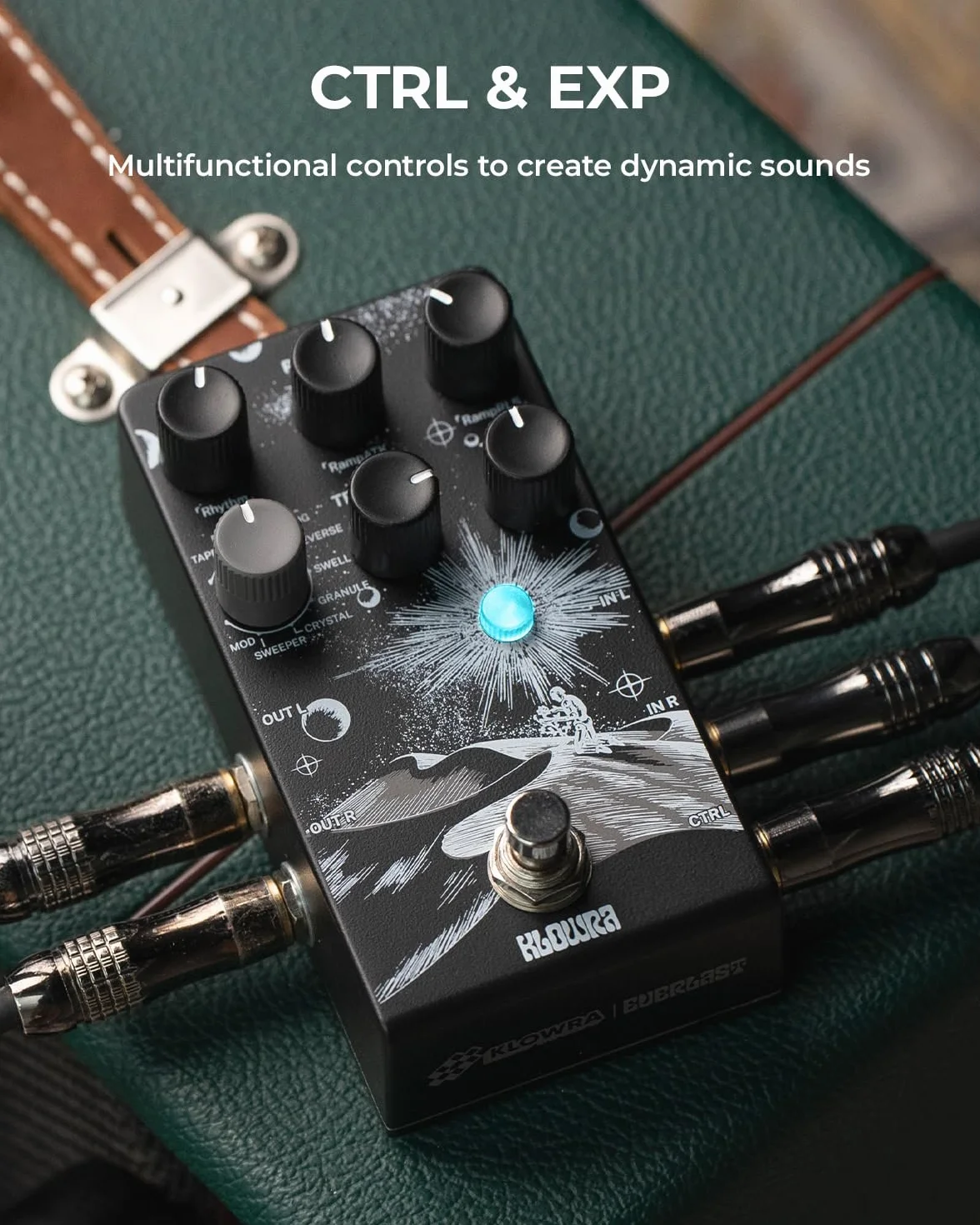 Everlast Delay gitarowy na gitarę elektryczną - Ramp, 9 stereo typów opóźnienia, Tap Tempo, True Bypass, Analog Dry Through, obsługa pedału ekspresji & przełącznika nożnego TS/TRS