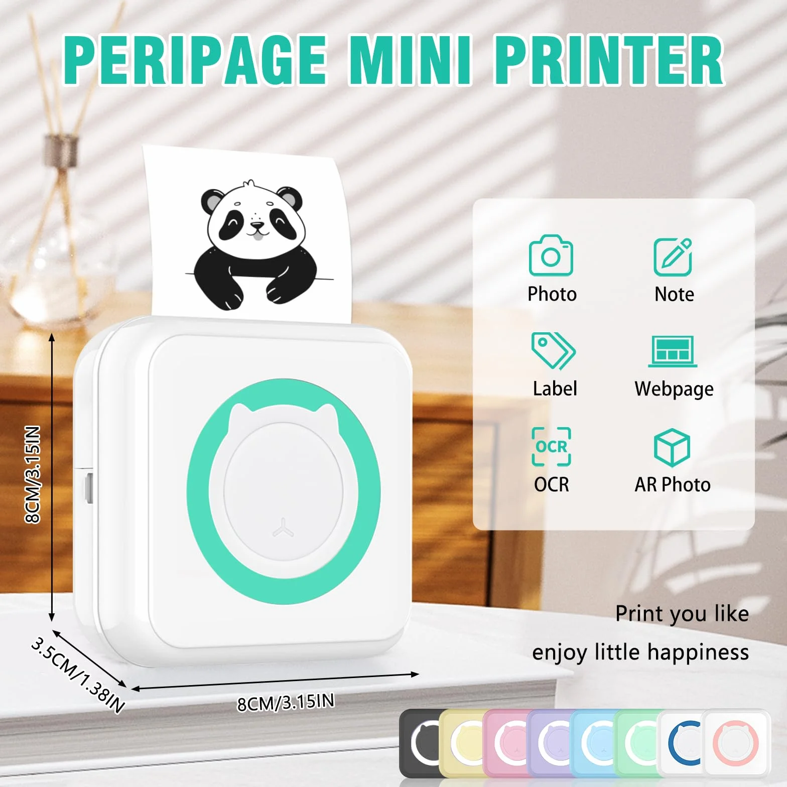 Mini drukarka do smartfona, drukarka fotograficzna do smartfona, przenośna drukarka termiczna Kompatybilna z systemem iOS i Android, bezprzewodowa kieszonkowa termiczna drukarka etykiet Bluetooth