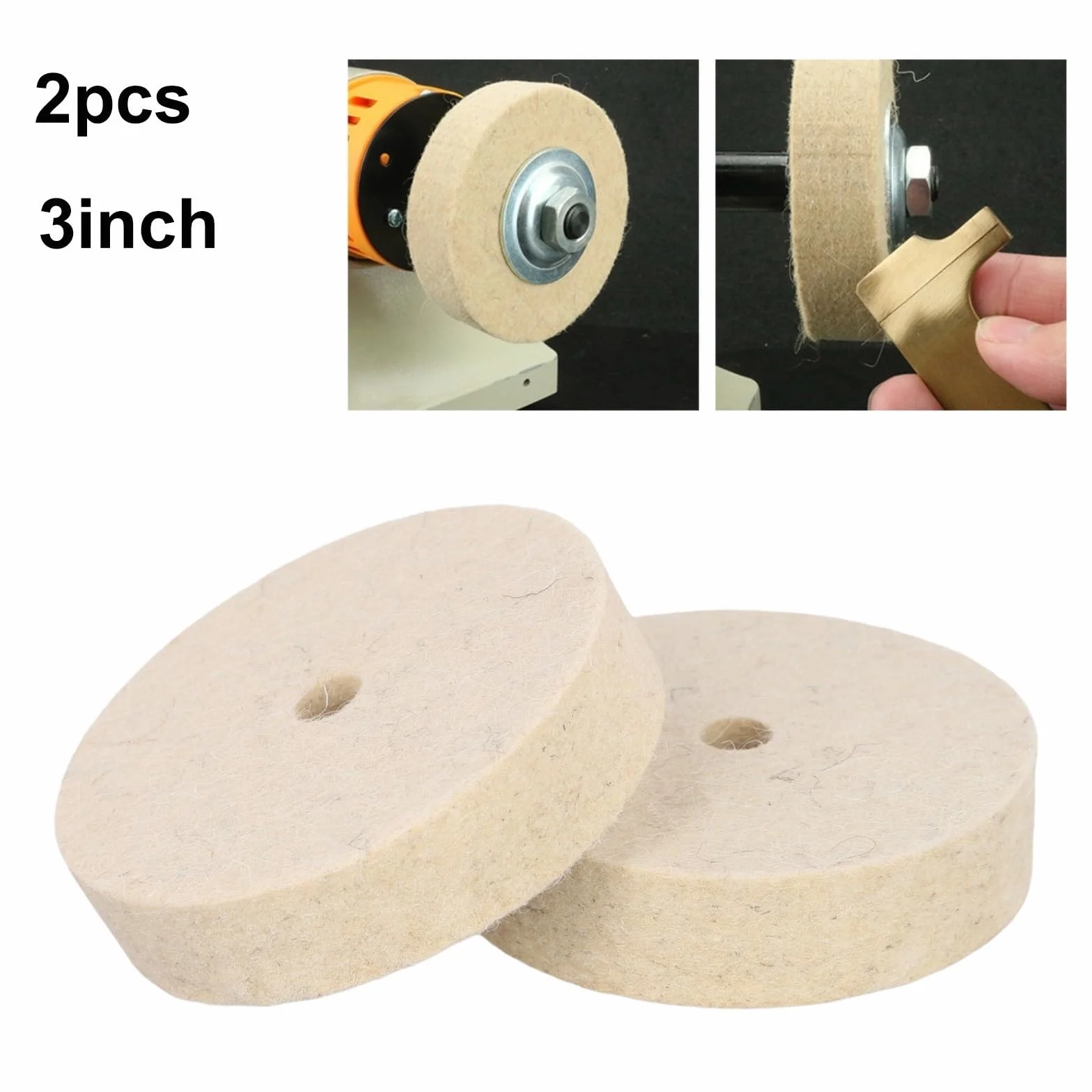 2szt. 3 cale 75mm Tarcza polerska z wełny filcowej Dysk ścierny do szlifierki stołowej, biały