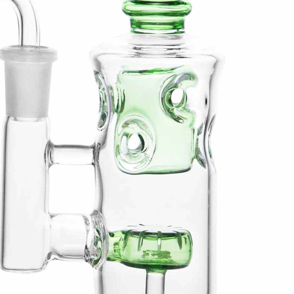Szklane bongo z perkolatorem 14,4 mm kwarcowa nasadka miska zielona