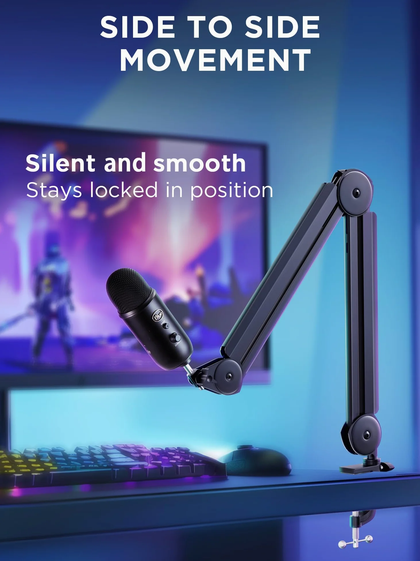 InnoGear Wysięgnik mikrofonowy stojak na mikrofon zarządzanie kablami do Blue Yeti FIFINE AM8 K669B HyperX QuadCast S SoloCast AT2020 Shure SM7B MV7 i innych mikrofonów