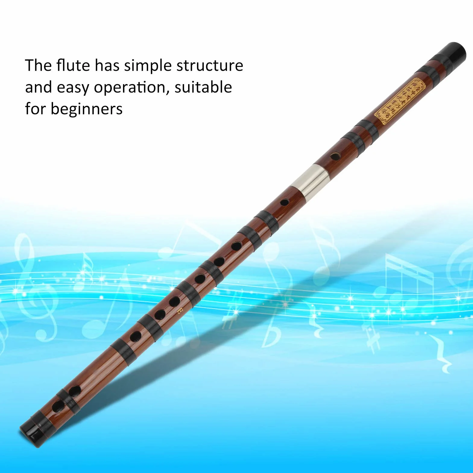 Walfront Bamboo Flet D-Key Dizi Bitter Bamboo Flute For Beginners With Lettering Body 8 Years Dry Material Dizi Zestaw Chiński Instrument Muzyczny