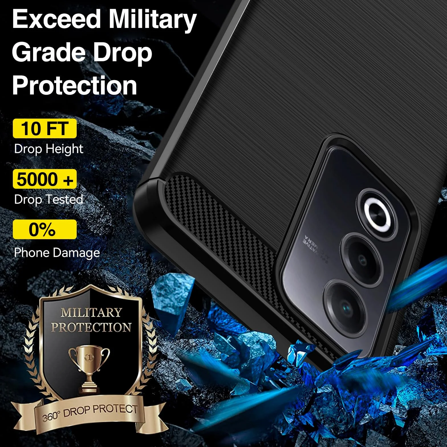 iVoler Etui do Oppo A80 5G z 2 szt. szkła hartowanego, [odporne na wstrząsy wojskowe] etui ochronne, smukłe miękkie silikonowe TPU odporne na odciski palców i zarysowania, czarne