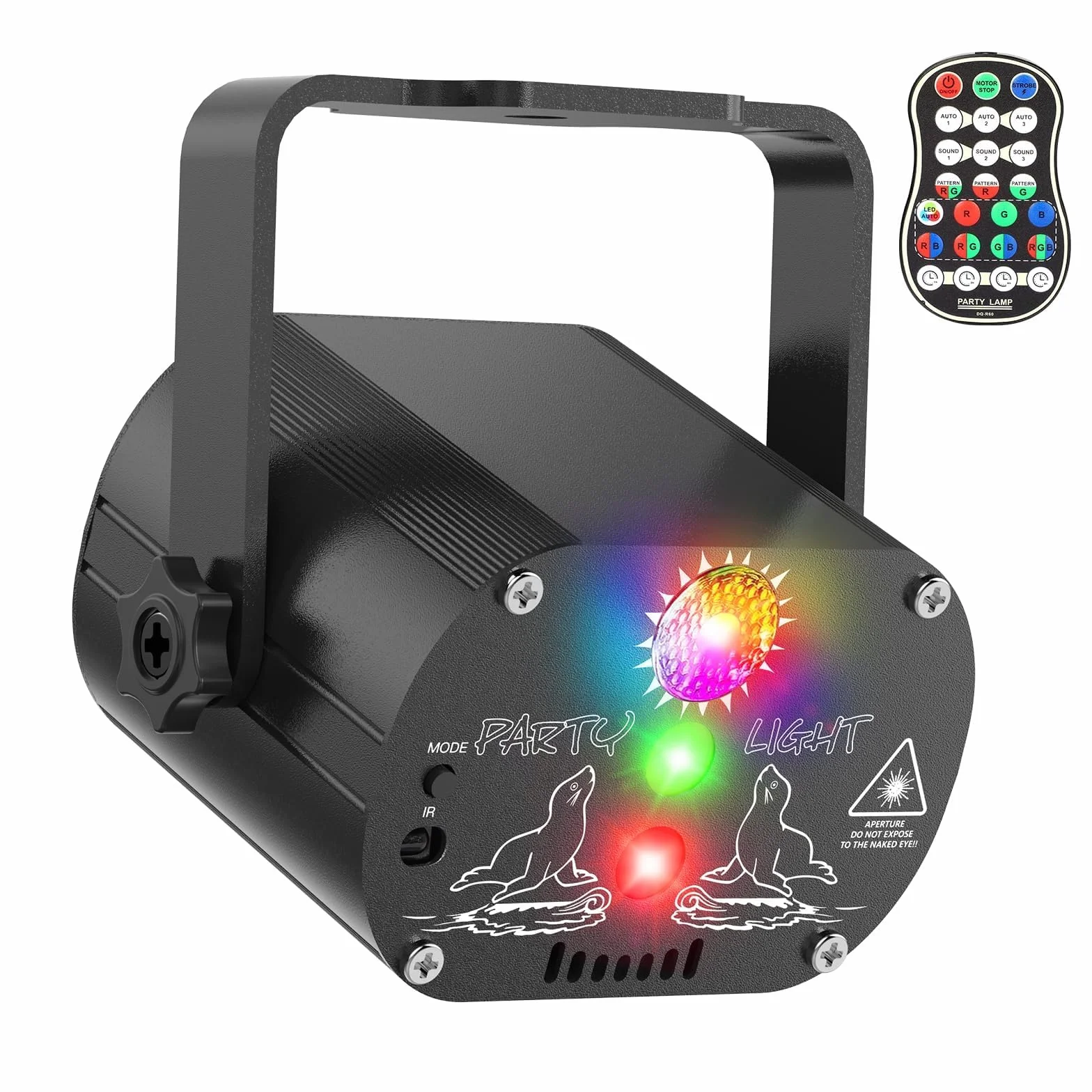 Lampa sceniczna, 60 efektów świetlnych Disco ze stroboskopem i pilotem, kula dyskotekowa z szerokim kątem sterowania muzyką, różne efekty świetlne RGBW USB Halloween, impreza, Boże Narodzenie