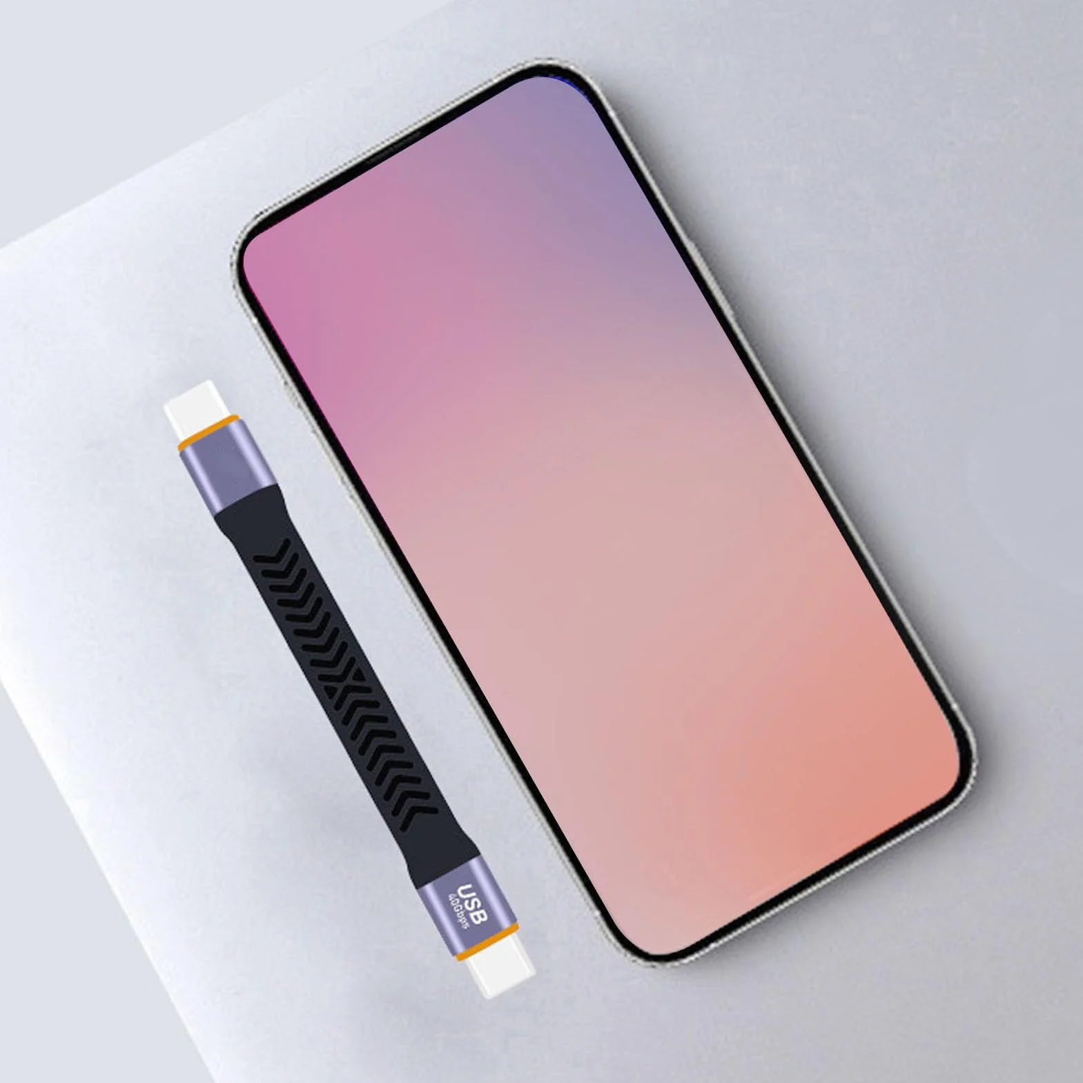Krótki Kabel USB C 3.2 Gen 2, prędkość Przesyłania Danych 40 Gb/s, Elastyczna Konstrukcja FPC, Obudowa ze Stopu Aluminium, Funkcja Plug and Play, ze Złączem SSD, do Szybkiego