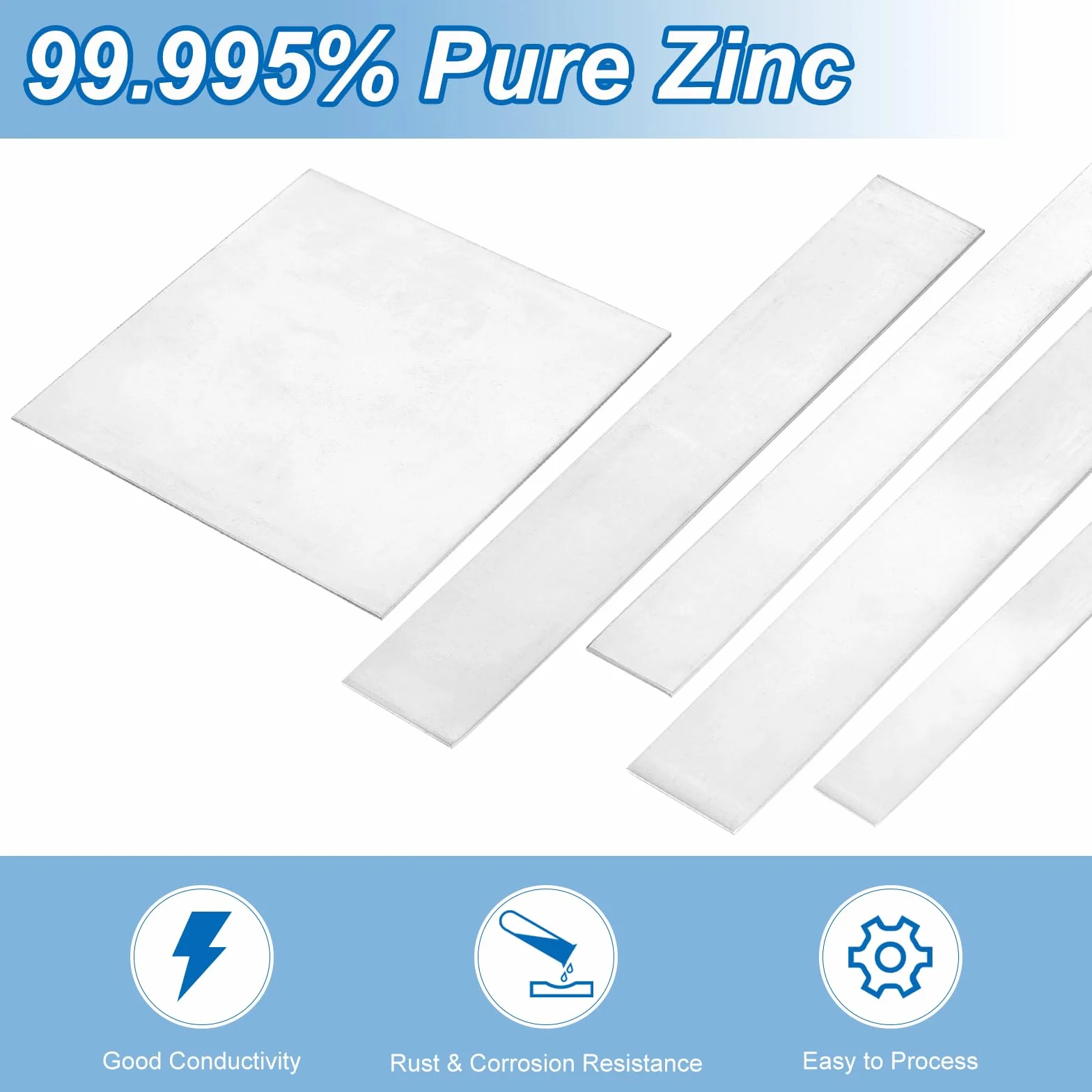 QUARKZMAN 2 arkusze cynkowe, płyta cynkowa o wysokiej czystości 99,995% 0,02 "x1"x6" (0,5x25x150mm) blacha metalowa taśma cynkowa ocynkowana taśma cynkowa do laboratorium naukowego przemysł projekty