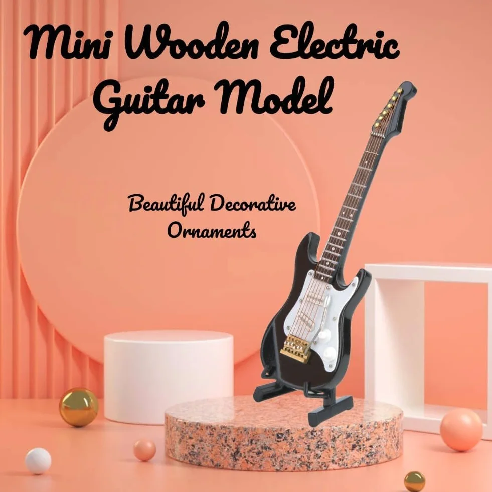 14 cm Mini Klassische Gitarre Musikinstrument Modell Hölzerne E-Gitarre Ornamente Lindenholz Handwerk Rot Schwarz Weiß Weiß Kaffee(schwarzer)