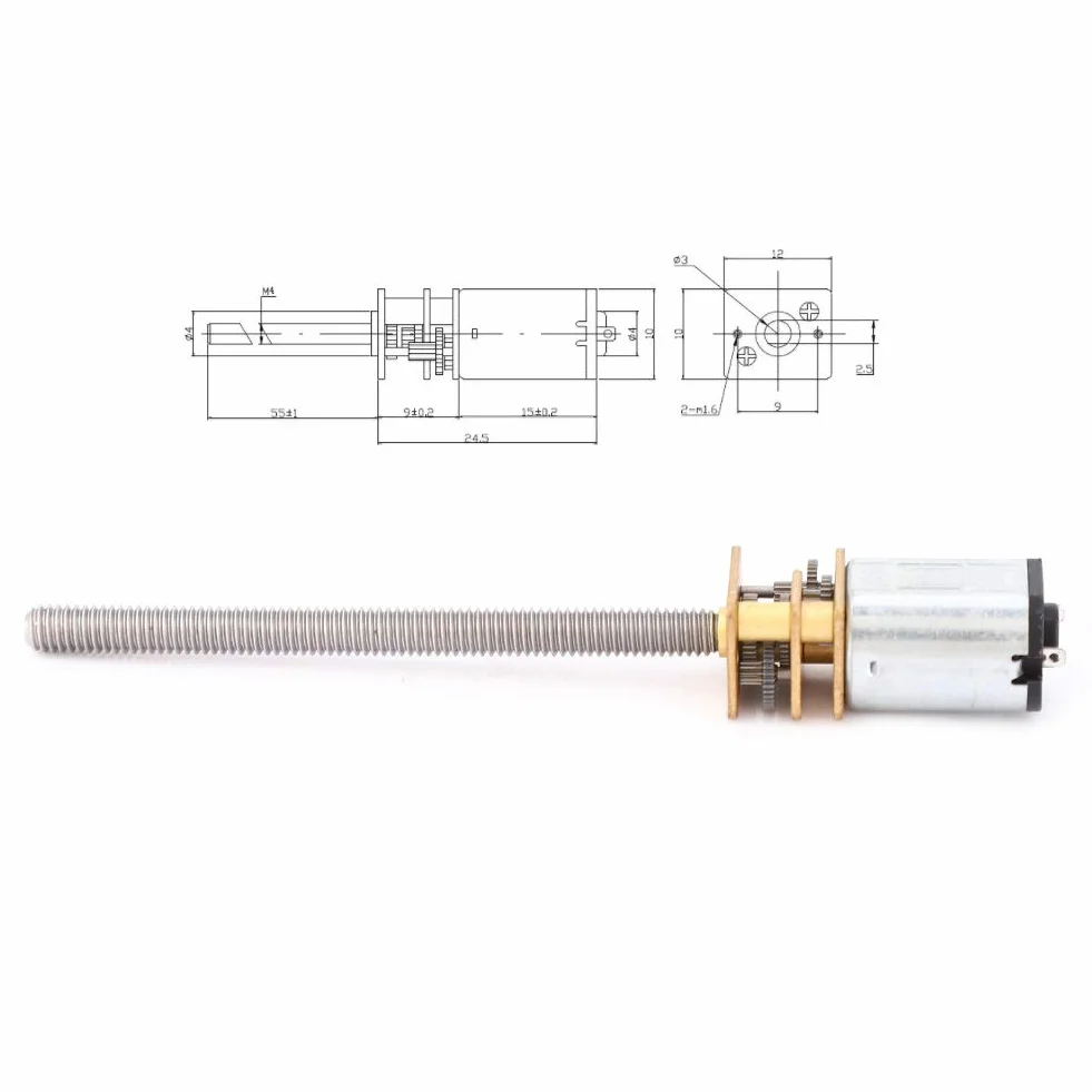 Motoreduktor N20, Mini Metalowy Reduktor Prędkości Do Śrub Pociągowych Dc Z Wrzecionem Gwintowanym M4, 1000 Obr./Min, 55 Mm, Silnik Zredukowany Do Automatyzacji I Projektów Diy